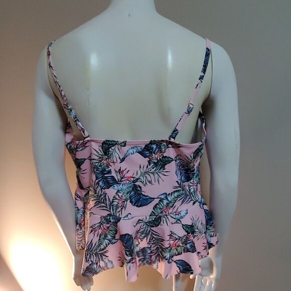 NWT Rosegal Pink Tankini Top with Leaf Pattern (L) - Picture 4 of 5